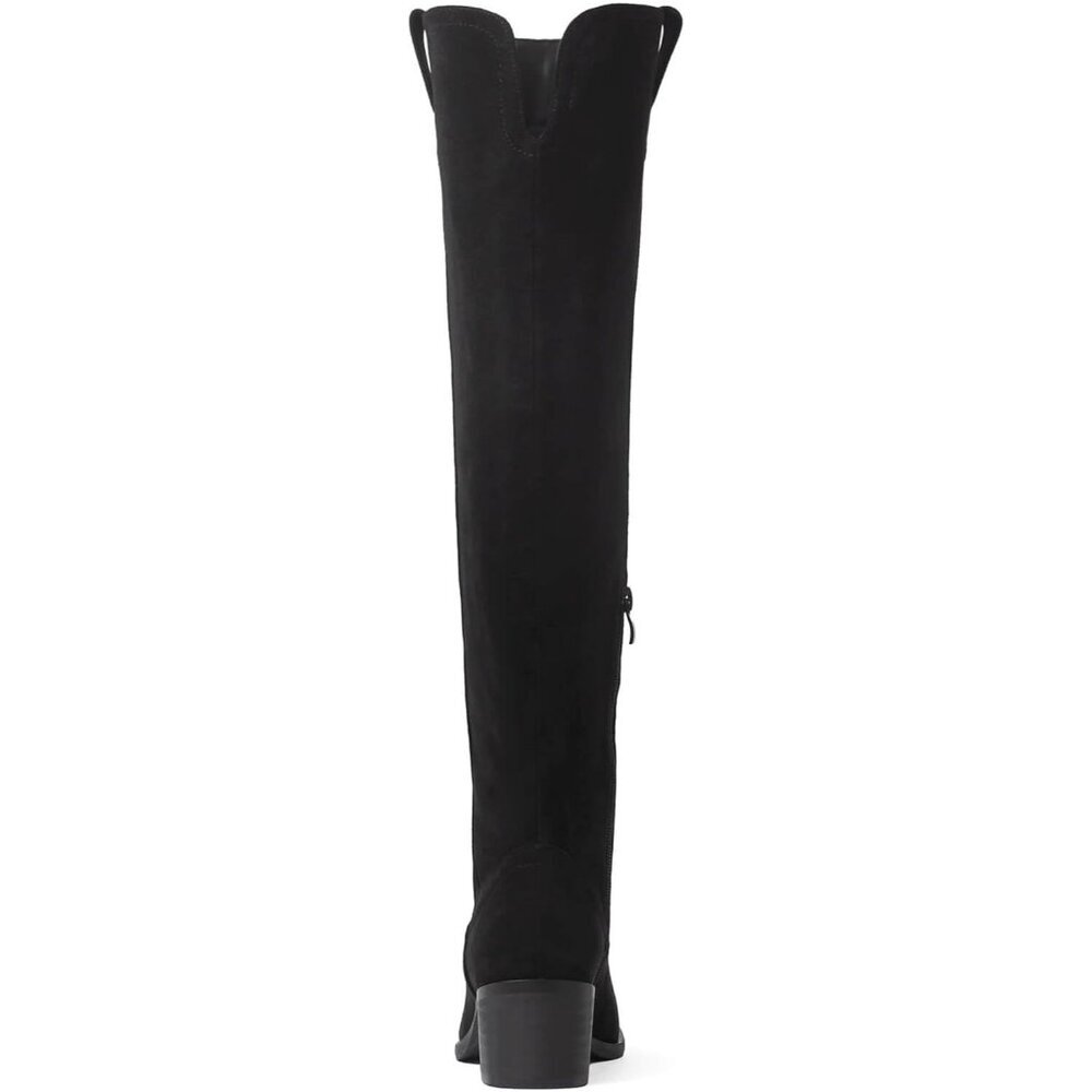 🆕Women's Black Faux Suede Over The Knee Thigh High Chunky Heel Pointed Toe Boot - Picture 10 of 11
